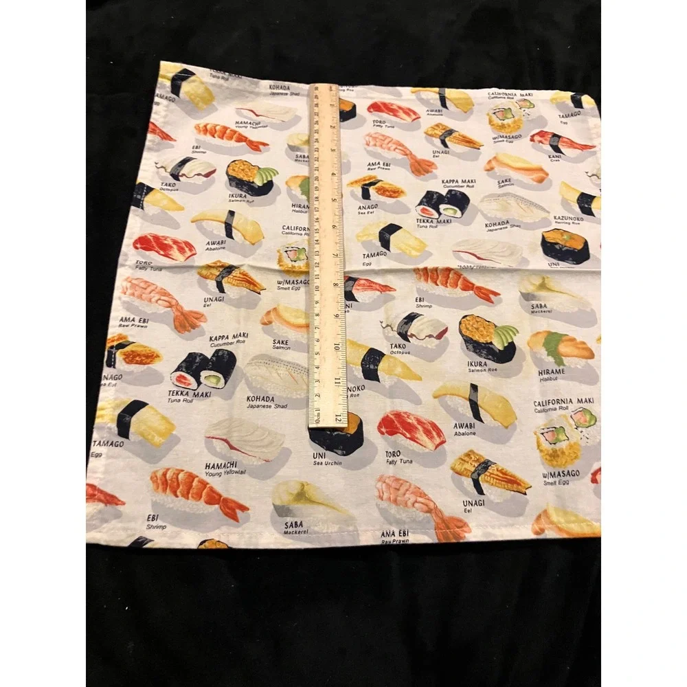 Sushi Print Cloth Napkins Set of 4 Multicolor Japanese Food Art